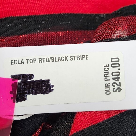 Ecla Women's Black/Red Striped Top W/Zipper Along Back Size 44 & 46 - Picture 3 of 7